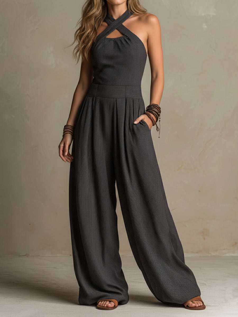 Mono bohemio con escote cruzado