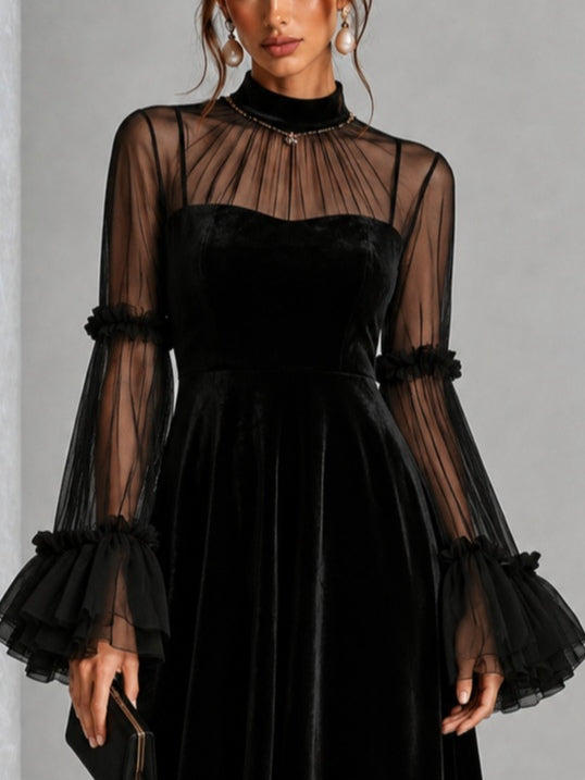 REAL | Vestido midi de terciopelo