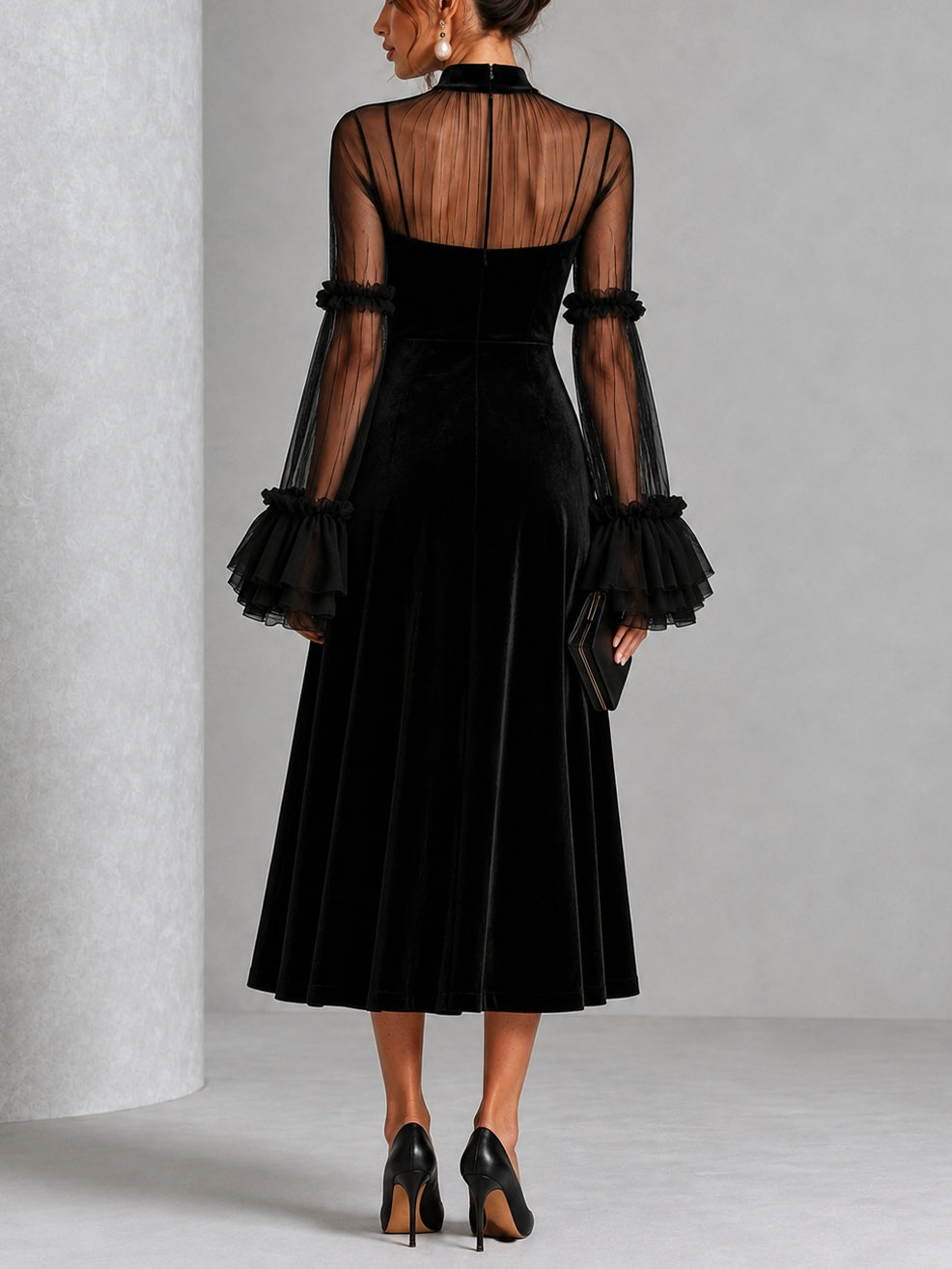 REAL | Vestido midi de terciopelo