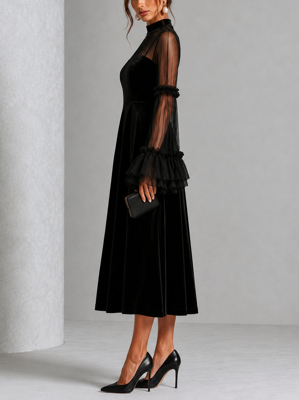 REAL | Vestido midi de terciopelo