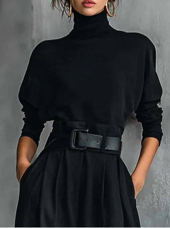 REAL | Conjunto negro de cuello alto