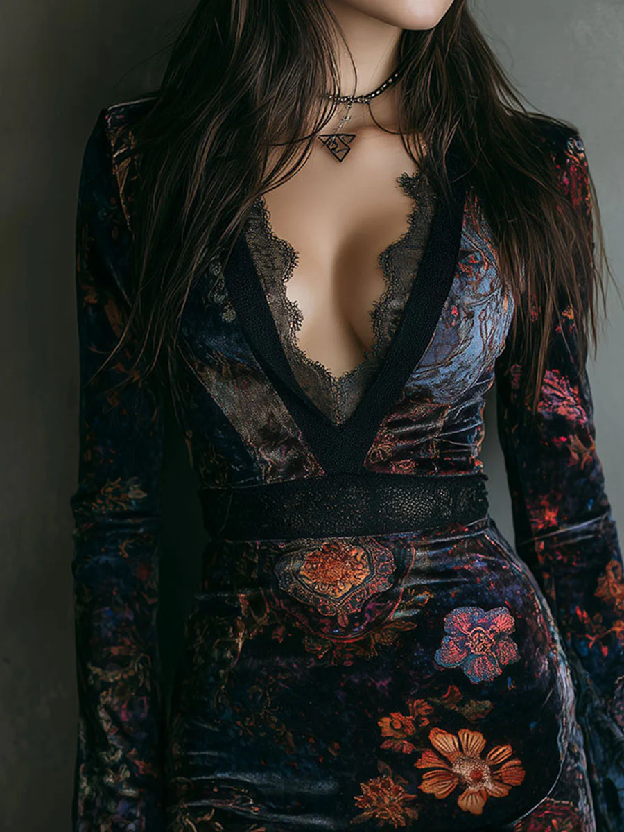 Grazia | Minivestido de terciopelo floral