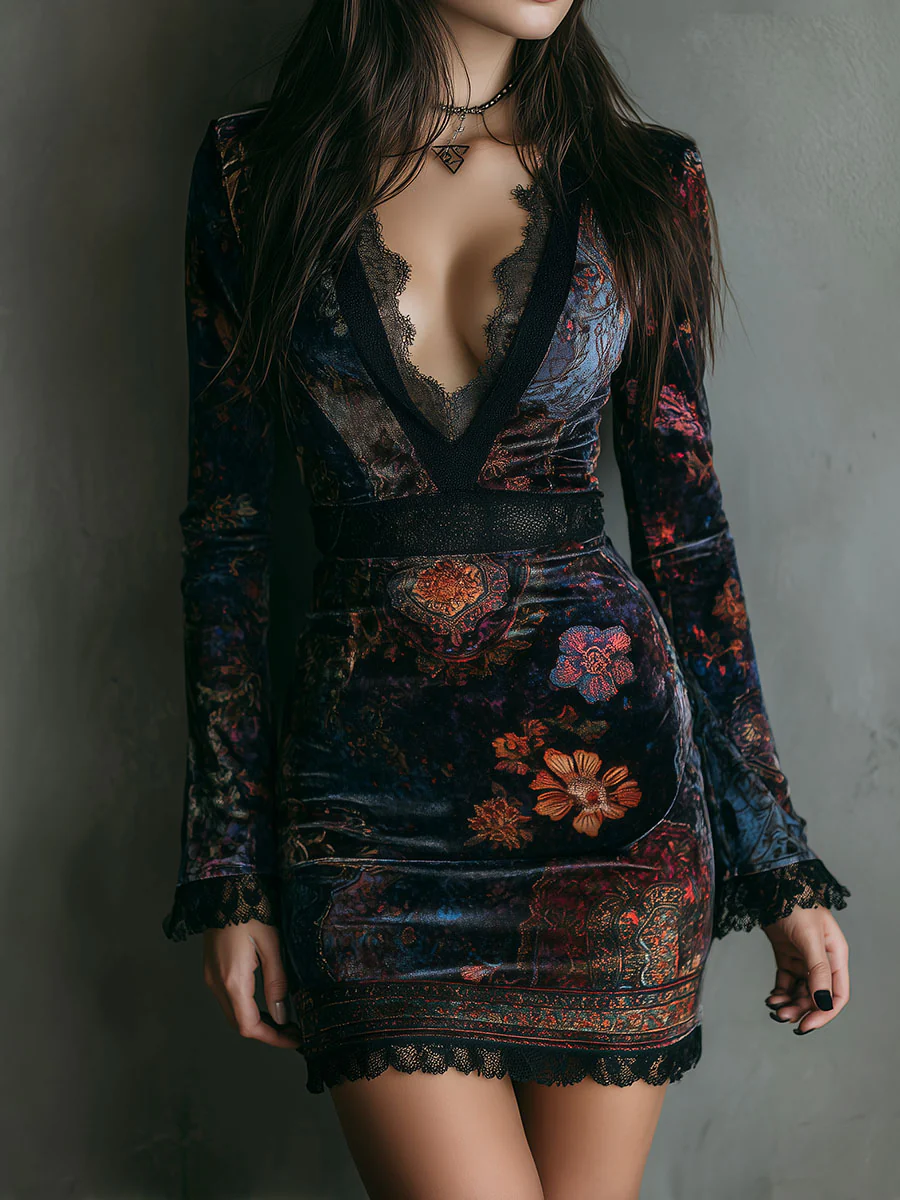 Grazia | Minivestido de terciopelo floral