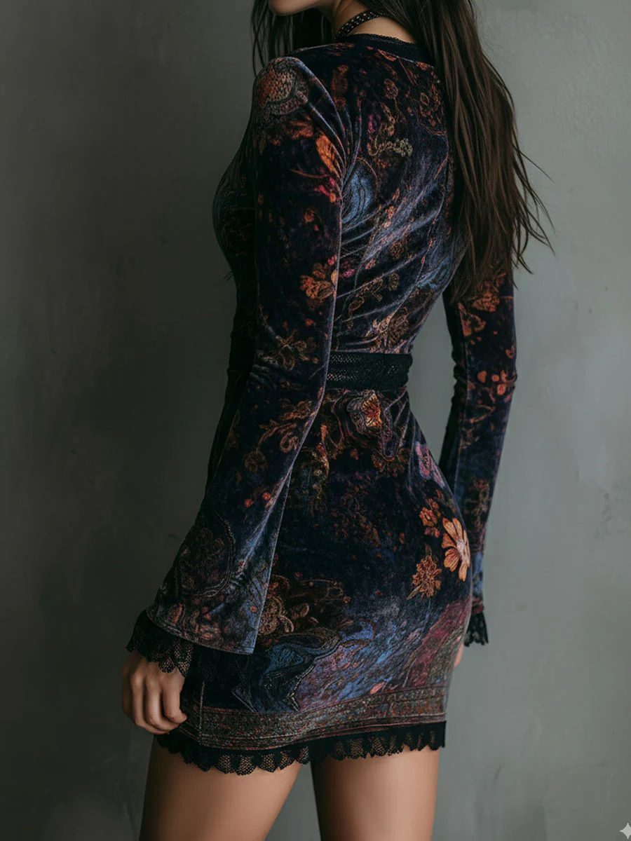 Grazia | Minivestido de terciopelo floral