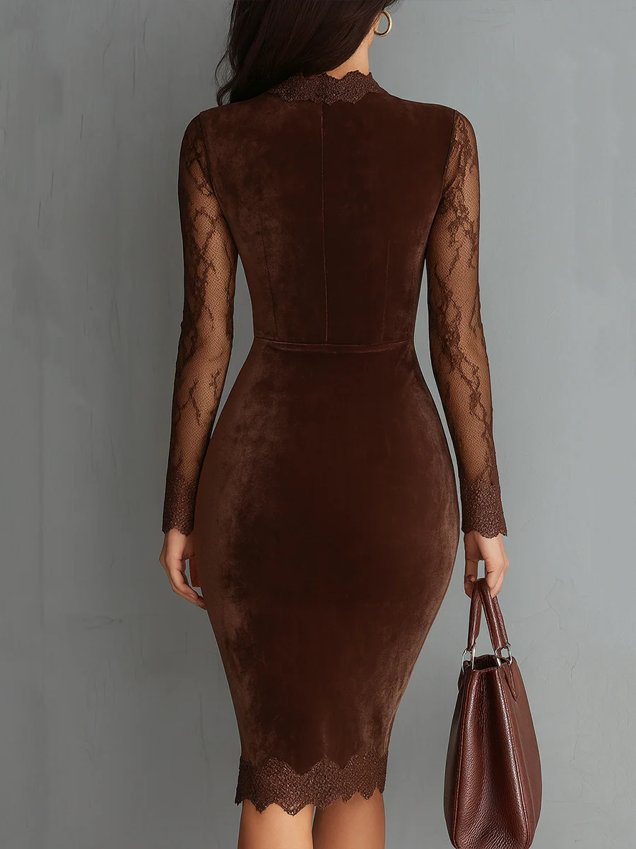 Gioia | Minivestido marrón de terciopelo