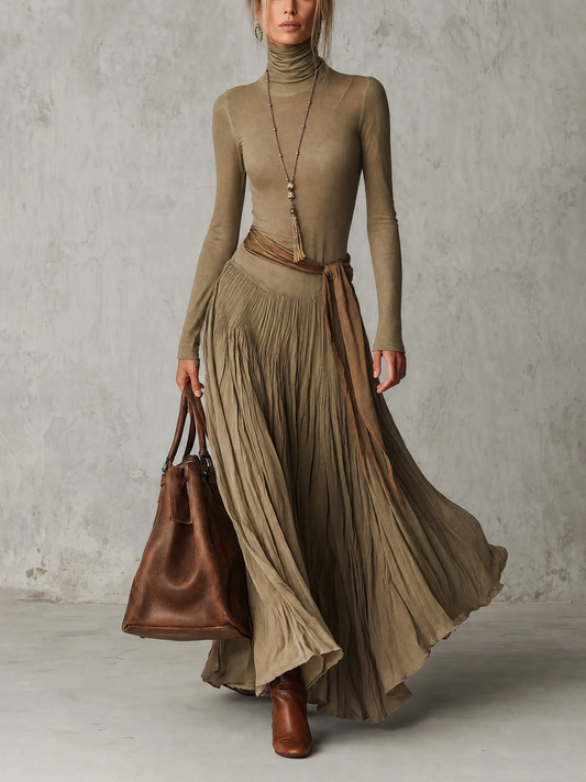 REAL | Vestido largo plisado exclusivo