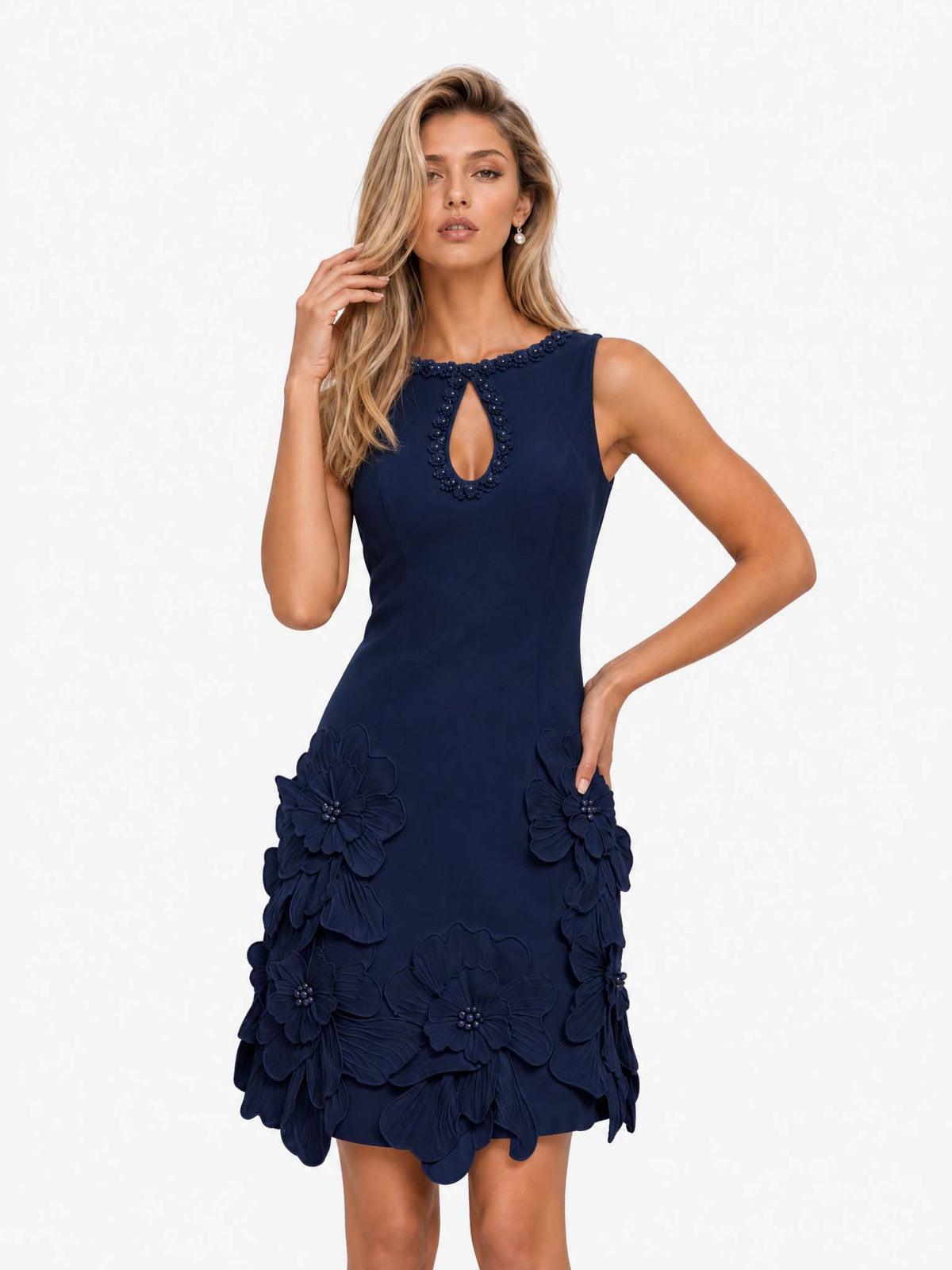 Minivestido elegante sin mangas con abertura