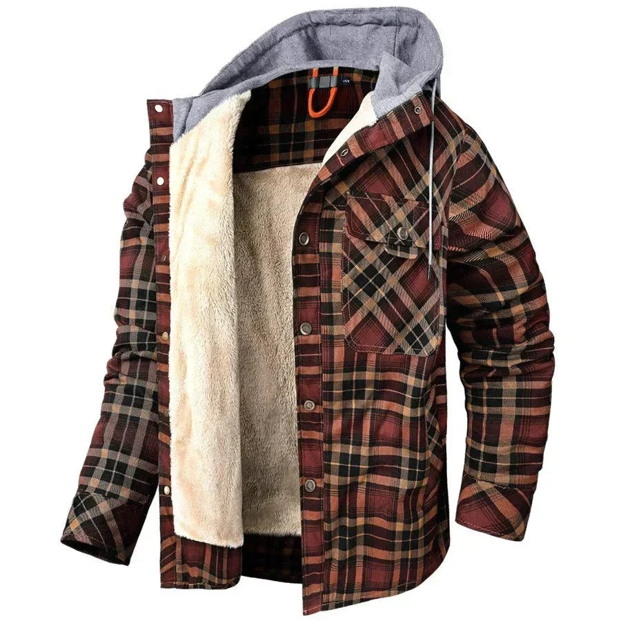 REAL | Chaqueta ligera de cuadros con capucha