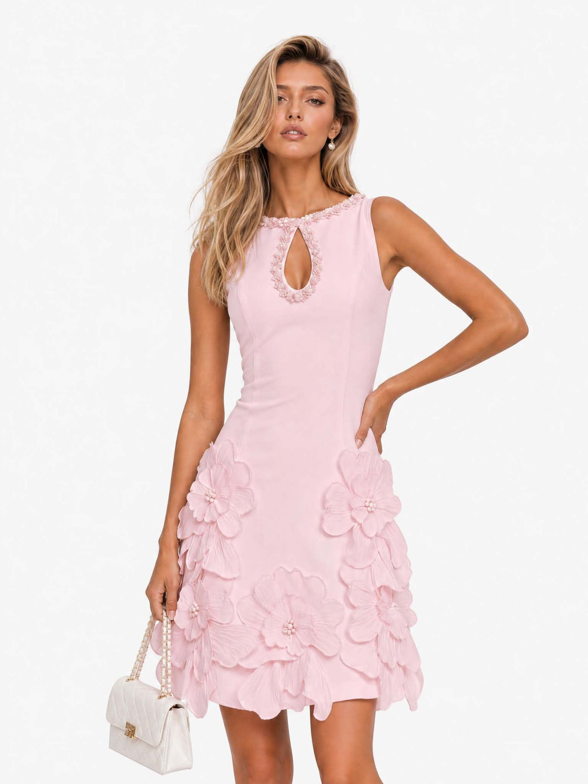 Minivestido elegante sin mangas con abertura