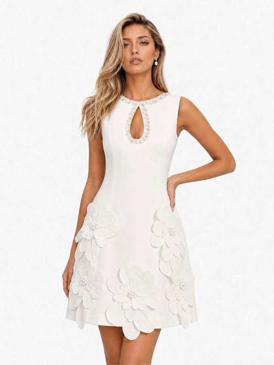 Minivestido elegante sin mangas con abertura