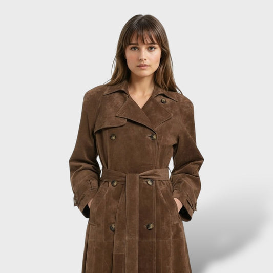 Gabardina clásica efecto ante para mujer