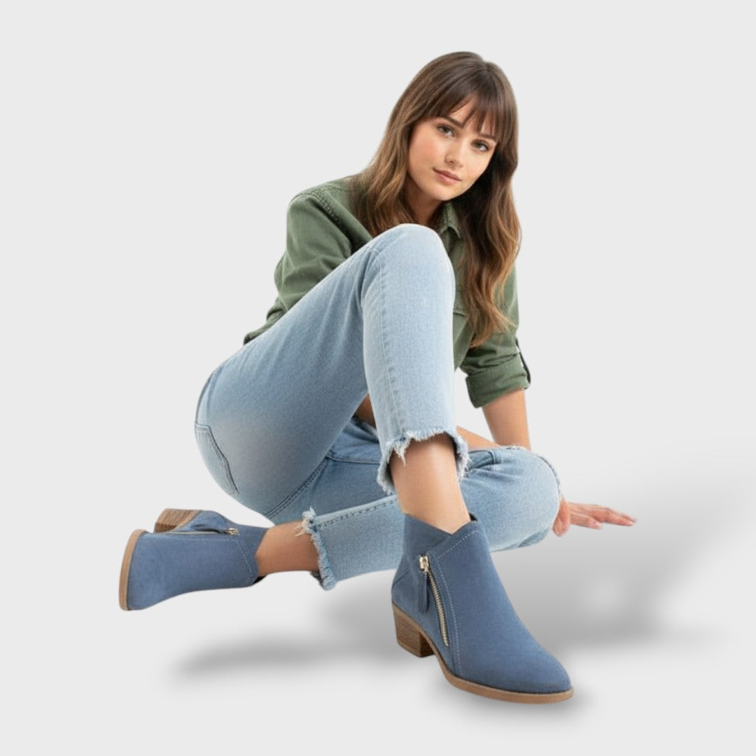 Botas de piel con soporte para mujer
