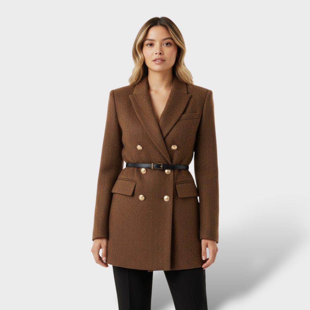 Abrigo de tweed cruzado para mujer