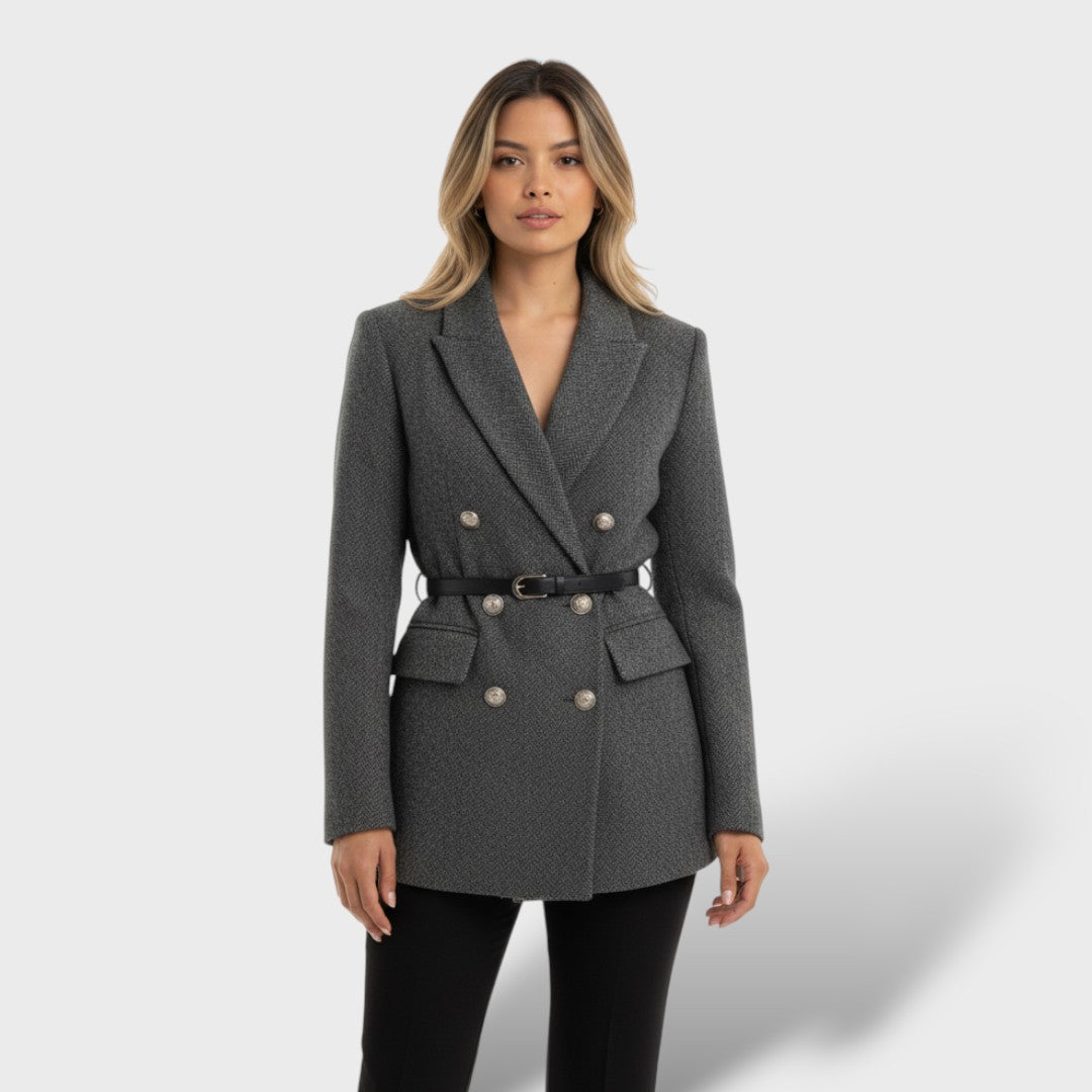 Abrigo de tweed cruzado para mujer