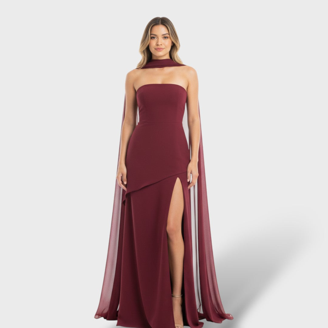 Vestido largo elegante con abertura