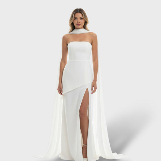 Vestido largo elegante con abertura