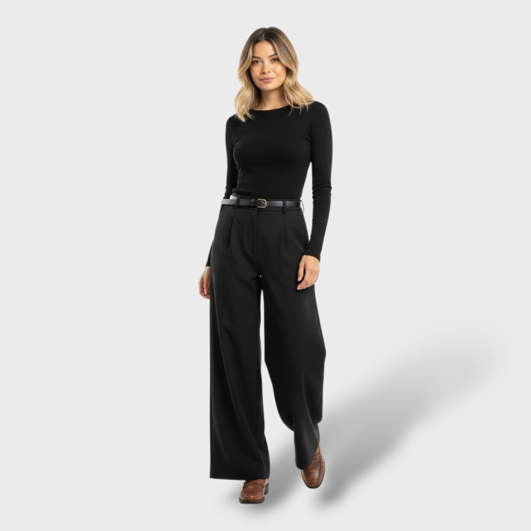 Pantalón de vestir de pernera ancha para mujer