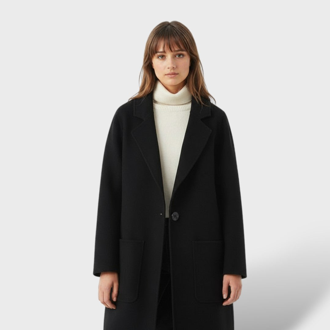 Abrigo de lana estilo coreano para mujer