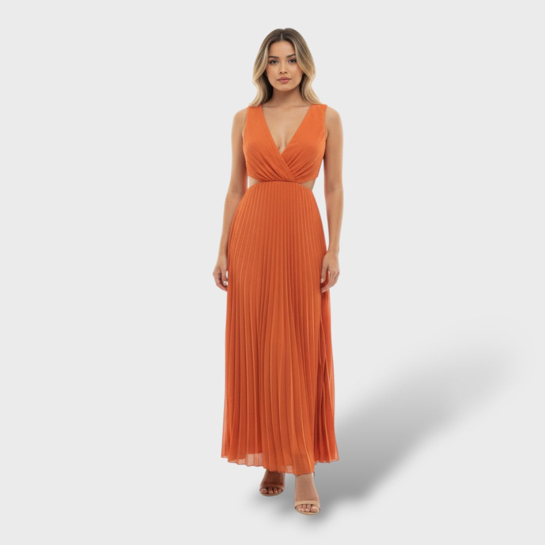 Vestido largo plisado elegante