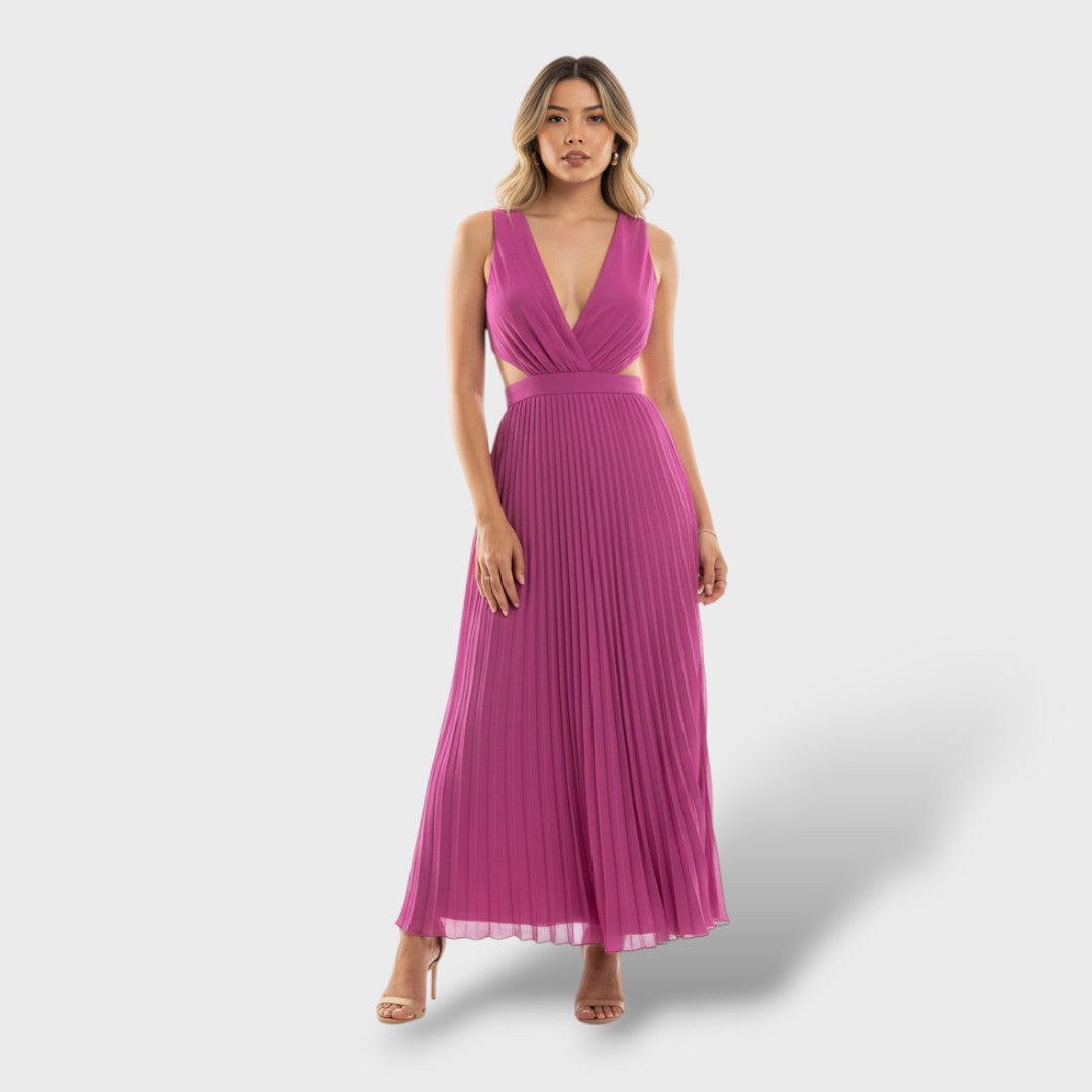 Vestido largo plisado elegante