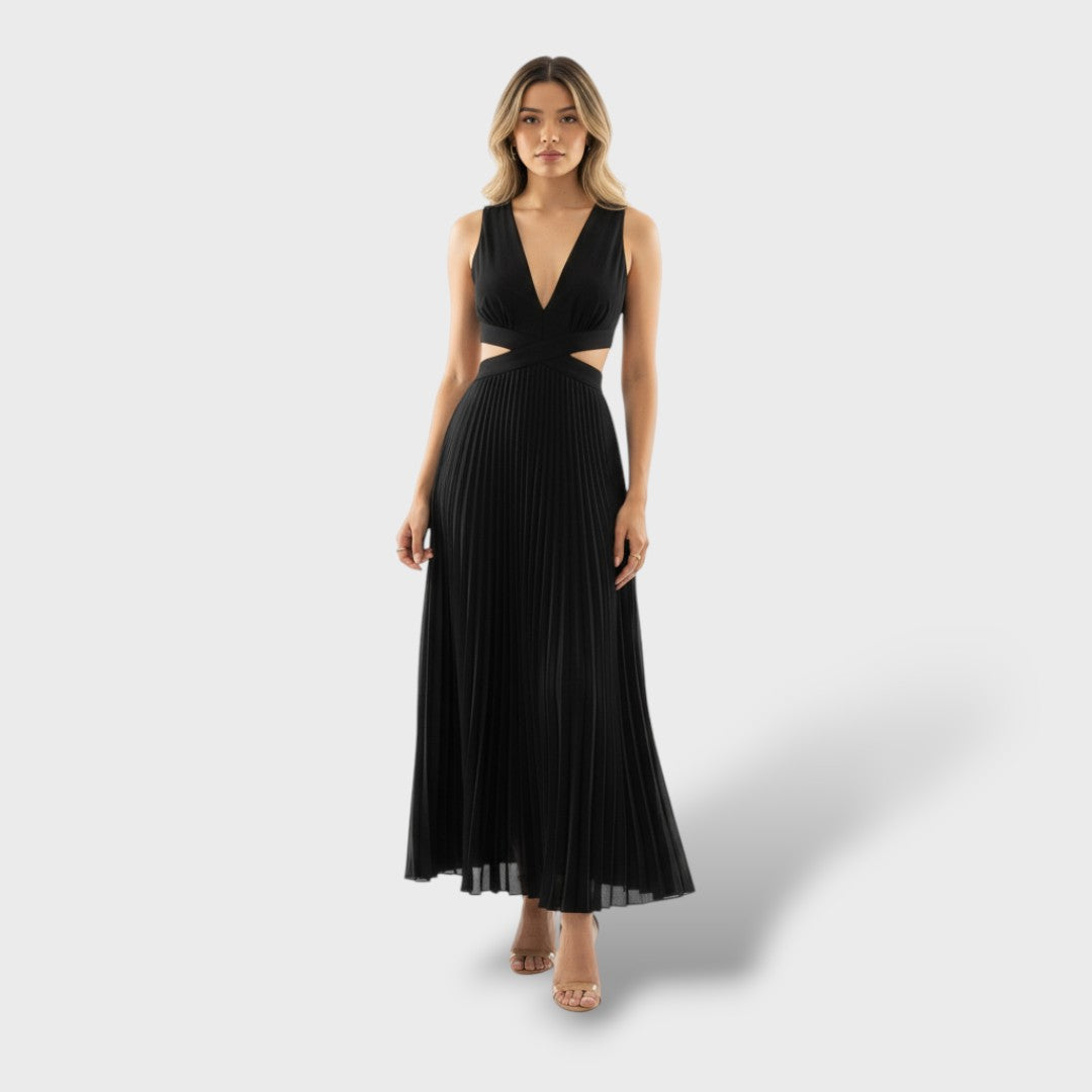 Vestido largo plisado elegante