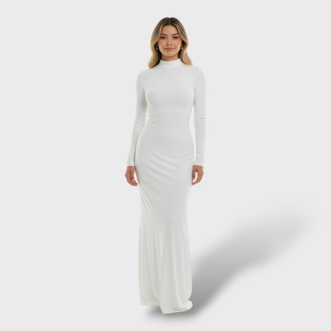 Vestido largo de cuello alto para mujer