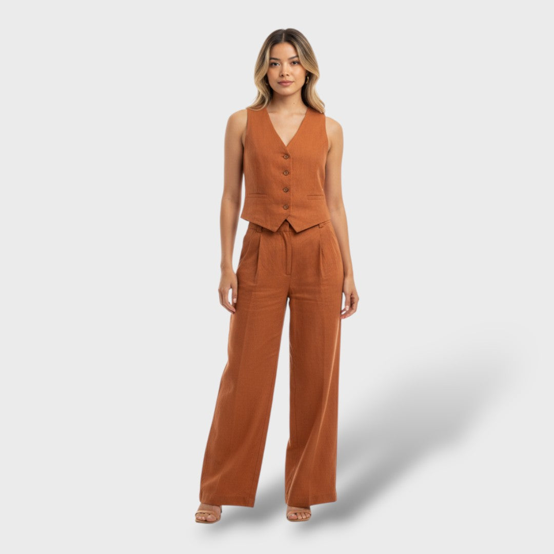 Conjunto casual de algodón y lino