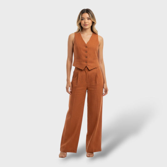 Conjunto casual de algodón y lino