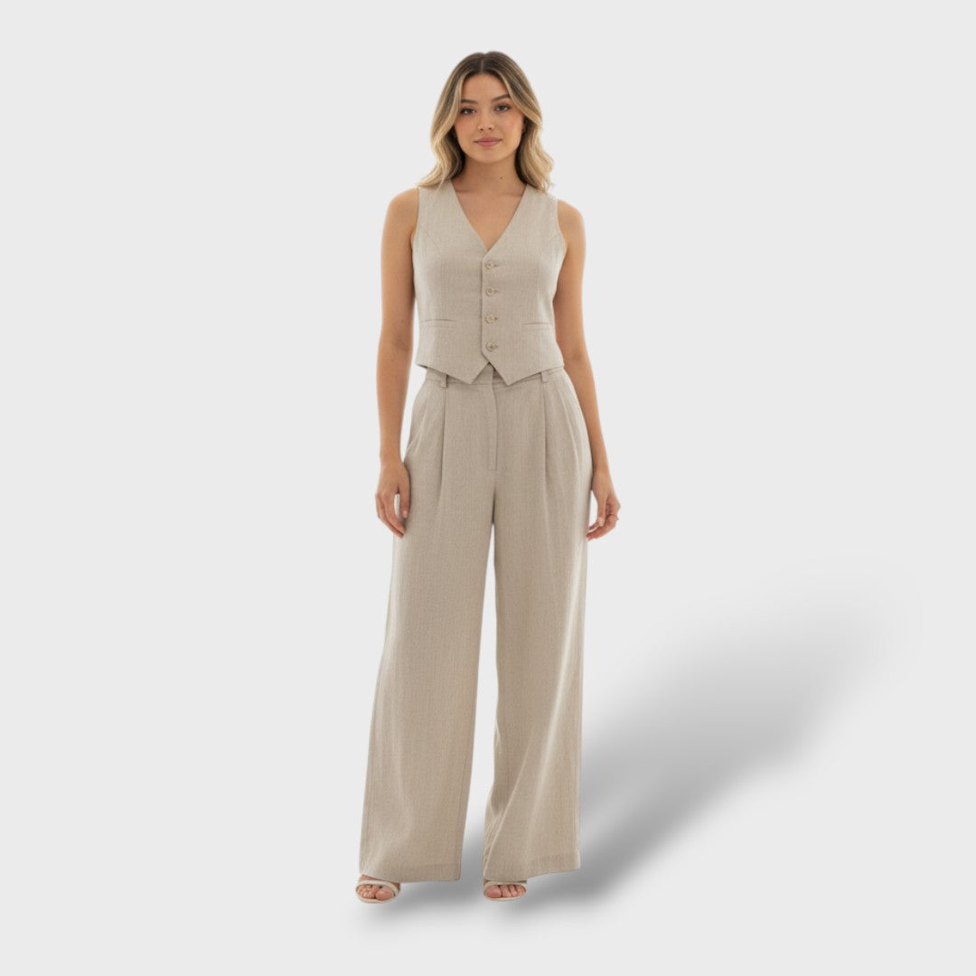Conjunto casual de algodón y lino