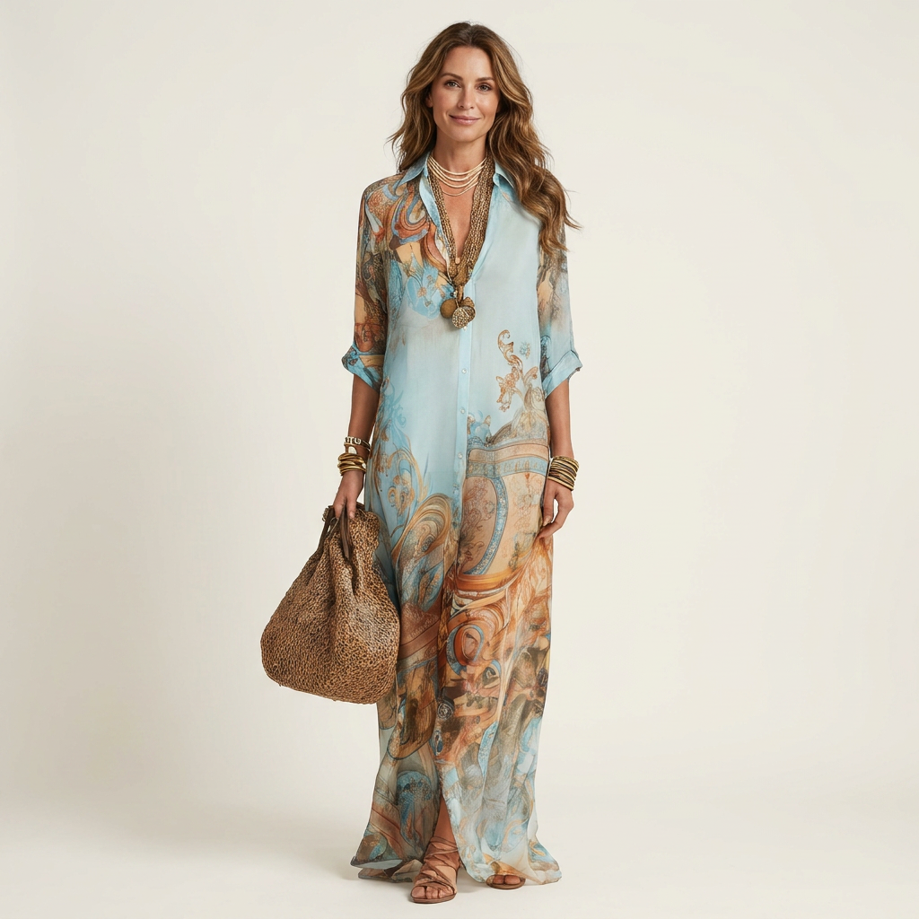 AliceLeon | Vestido camisero largo de seda