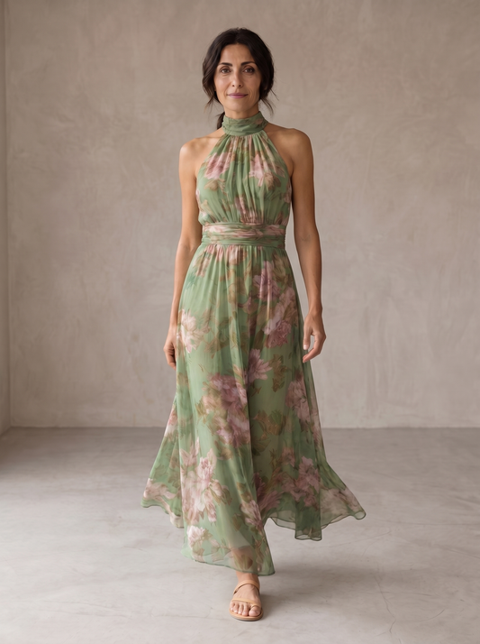 Lidia | Vestido largo floral halter