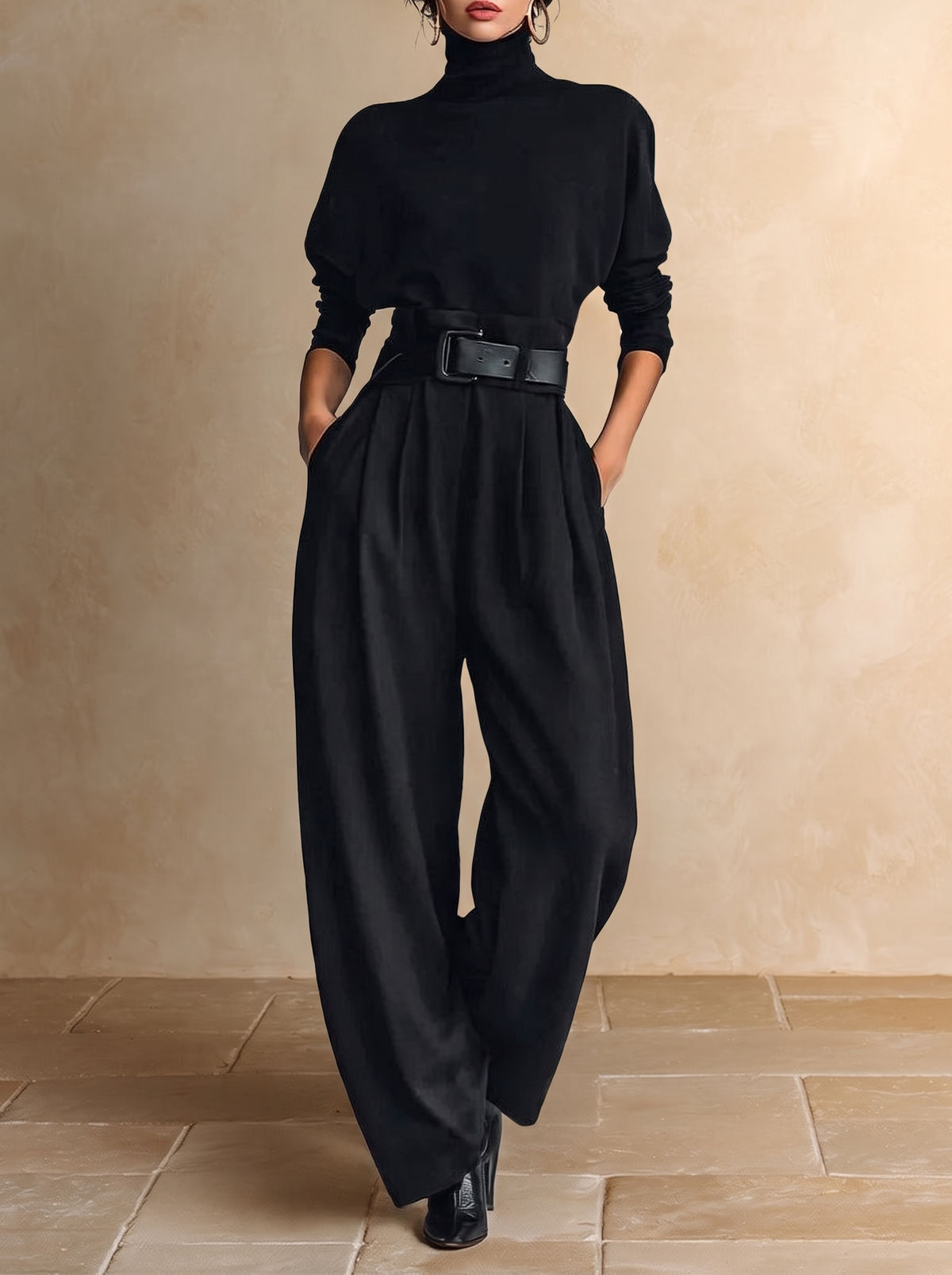 REAL | Conjunto negro de cuello alto