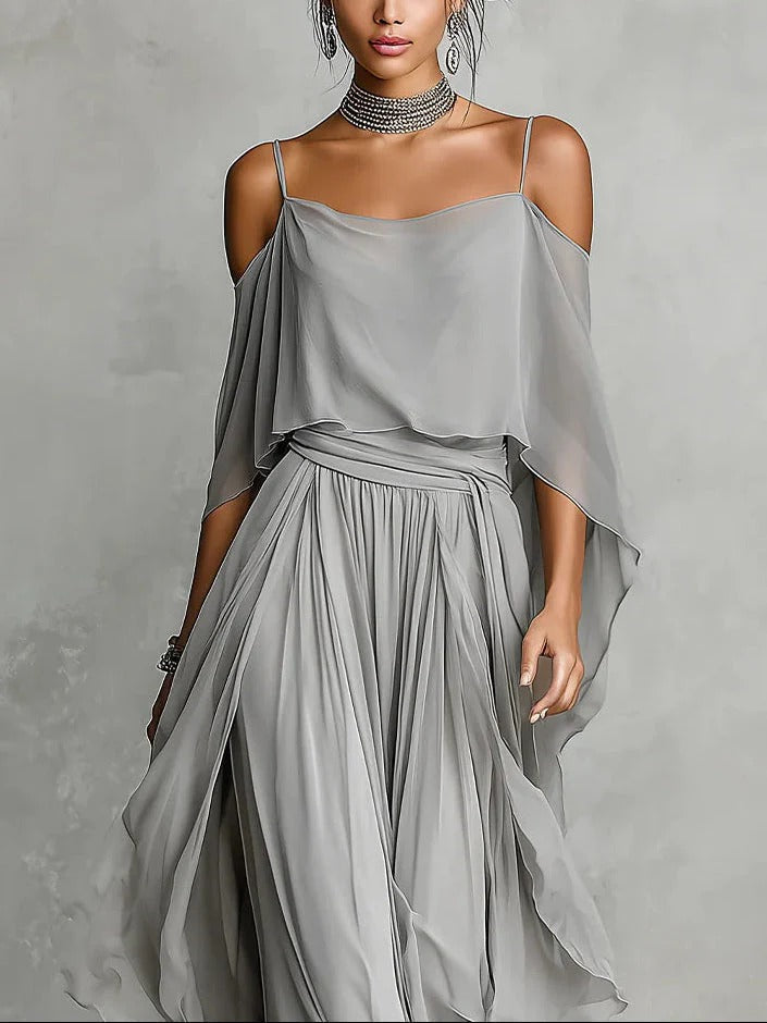 Renata | Conjunto gris fluido de dos piezas