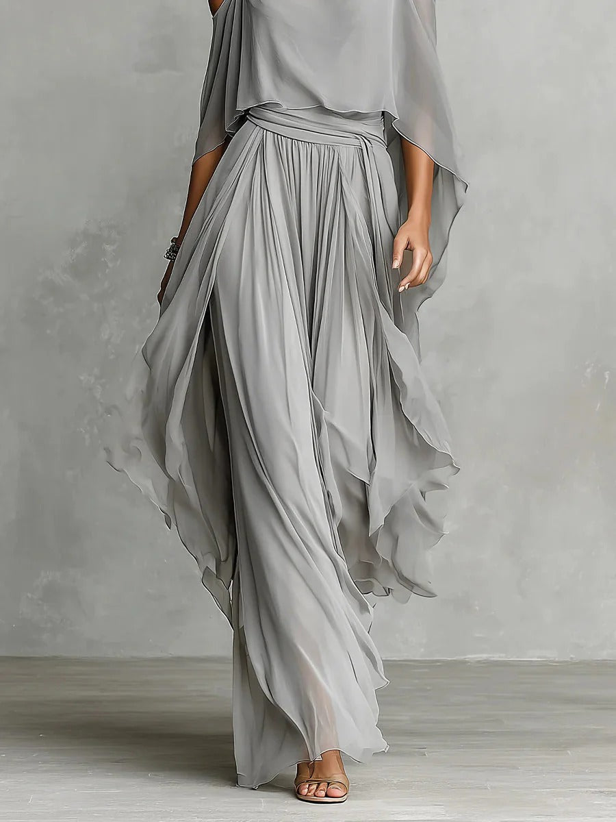 Renata | Conjunto gris fluido de dos piezas