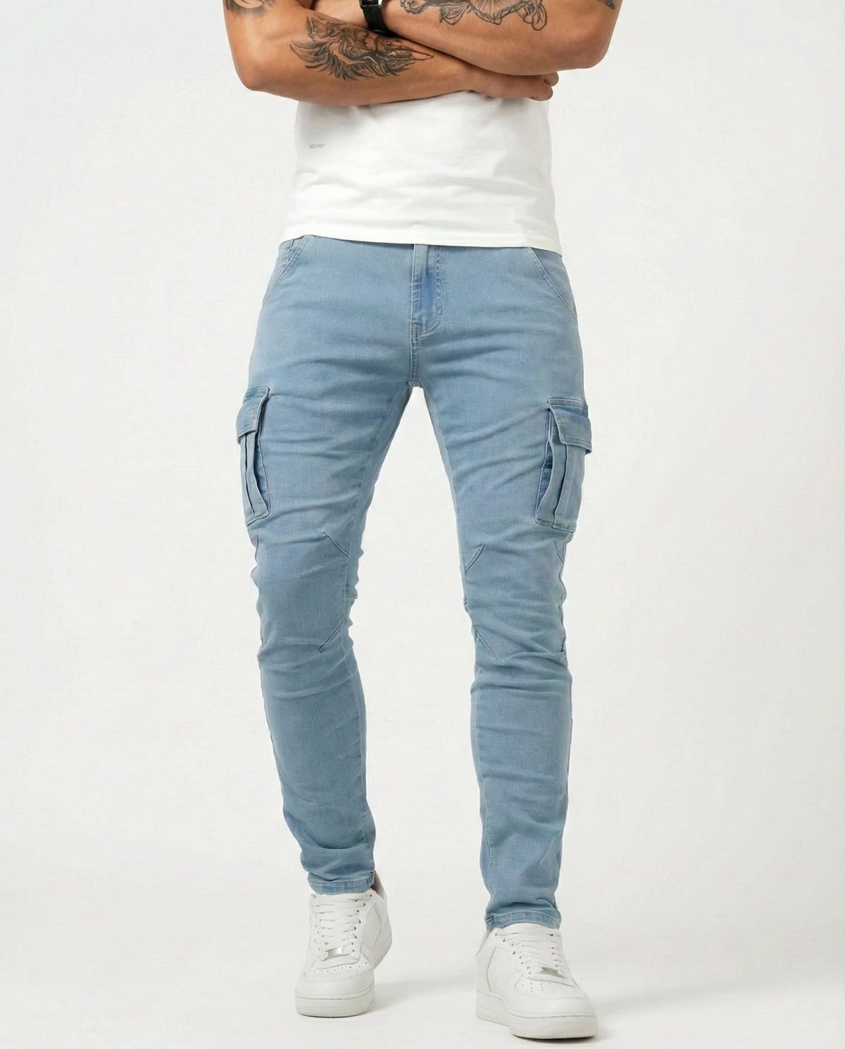 Pantalones cargo elásticos azul marino