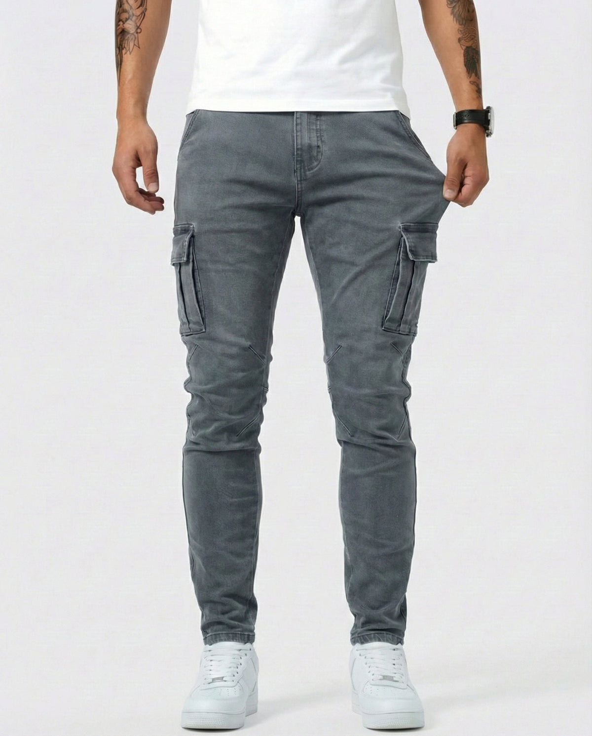 Pantalones cargo elásticos azul marino
