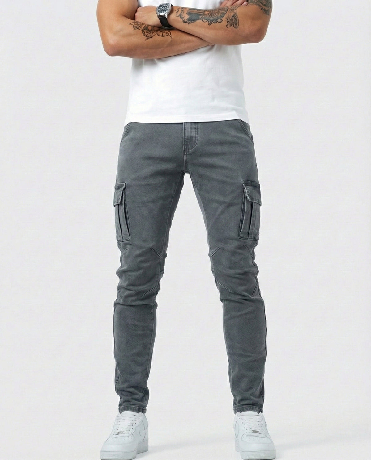 Pantalones cargo elásticos azul marino