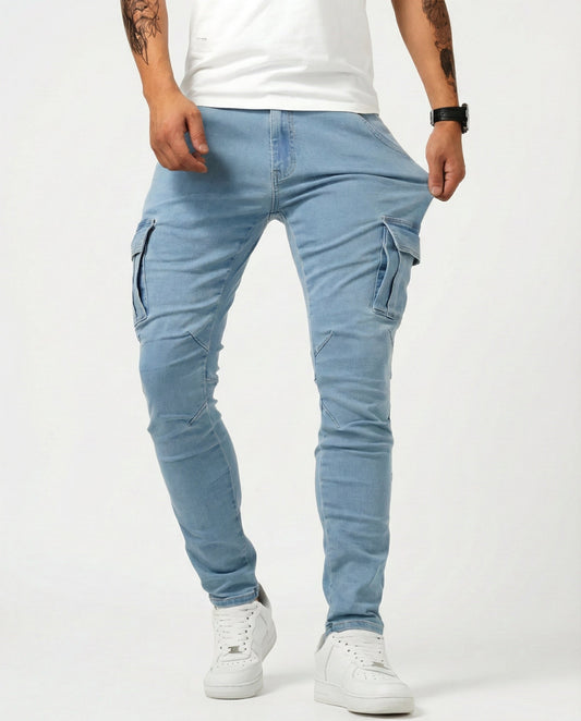 Pantalones cargo elásticos azul marino