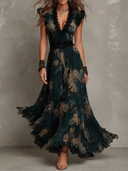 Angèle | Vestido largo floral a capas