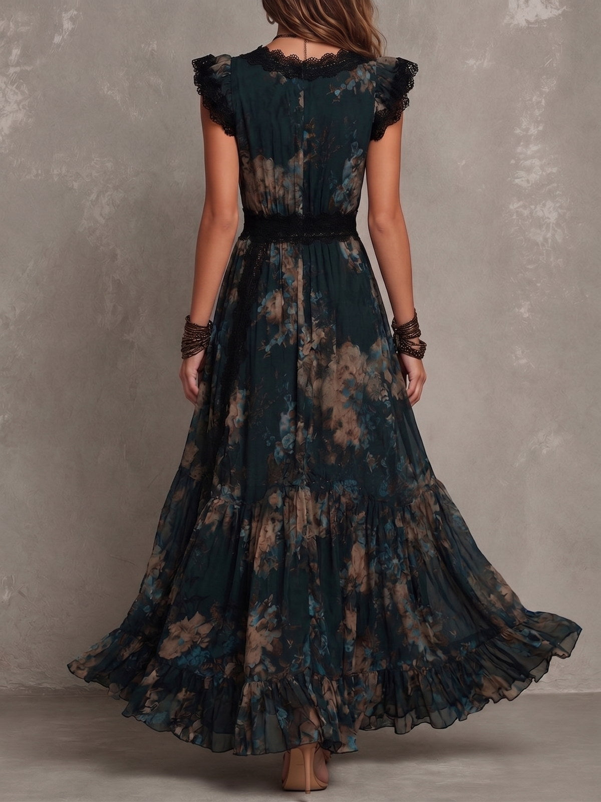 Angèle | Vestido largo floral a capas