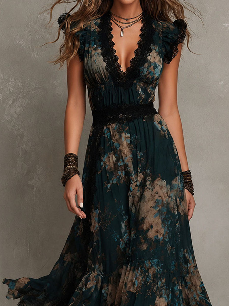 Angèle | Vestido largo floral a capas