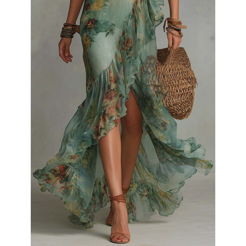 Cécile | Vestido cruzado de estampado acuarela