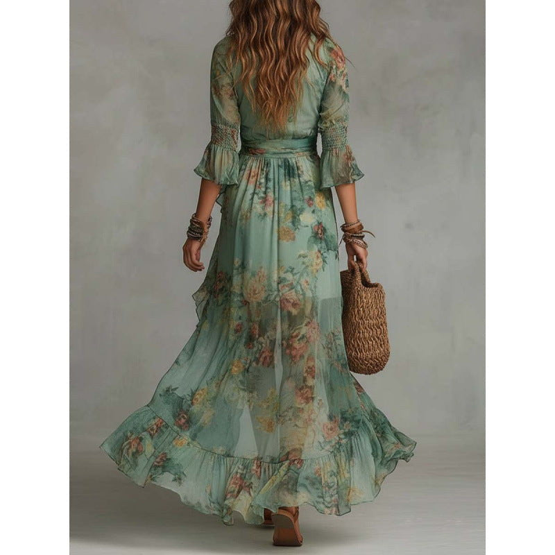 Cécile | Vestido cruzado de estampado acuarela