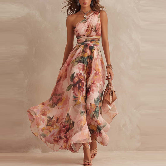 Félicie | Vestido largo asimétrico de chifón