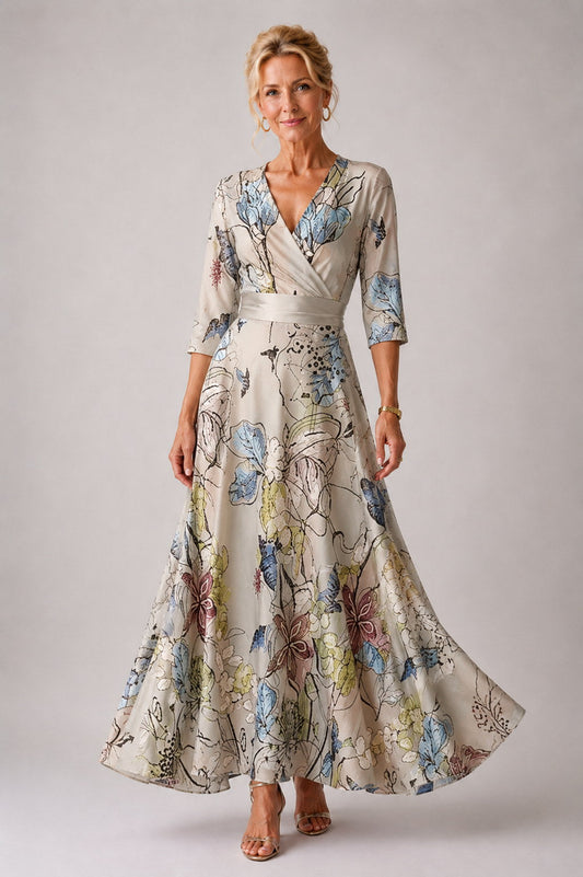 Julie | Vestido floral de manga tres cuartos