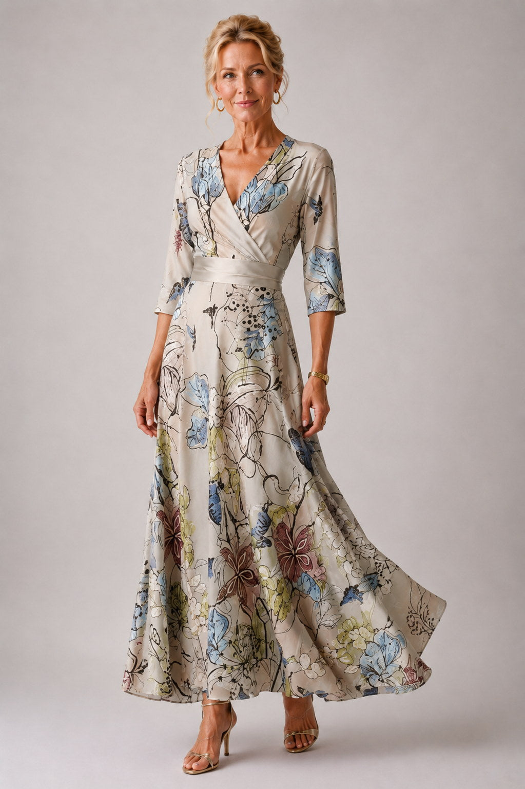 Julie | Vestido floral de manga tres cuartos