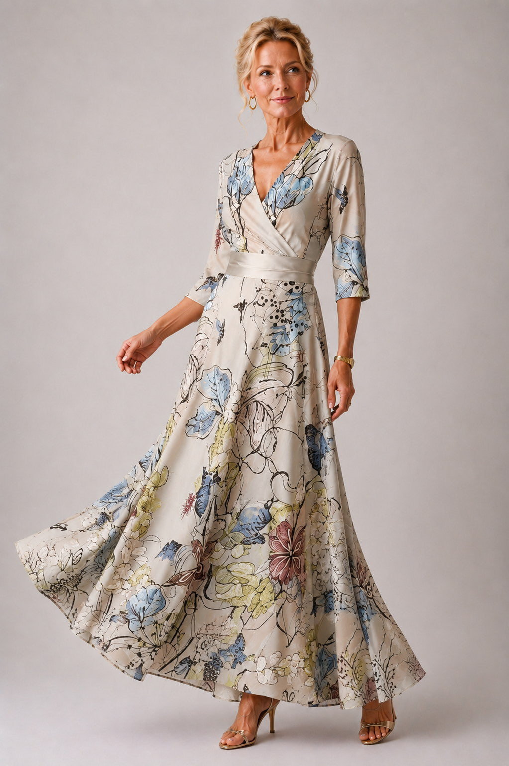 Julie | Vestido floral de manga tres cuartos