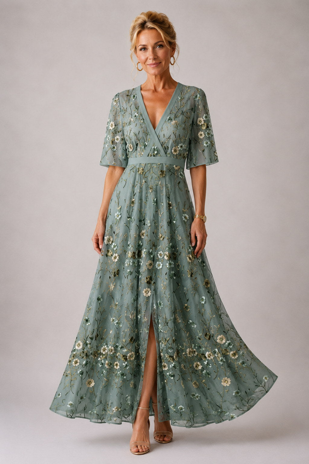 Julie | Vestido floral de manga tres cuartos