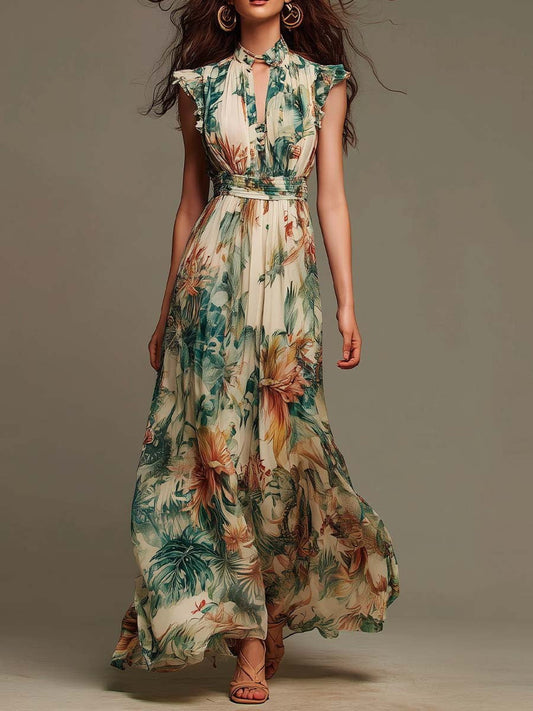 Mélanie | Vestido largo floral de chifón
