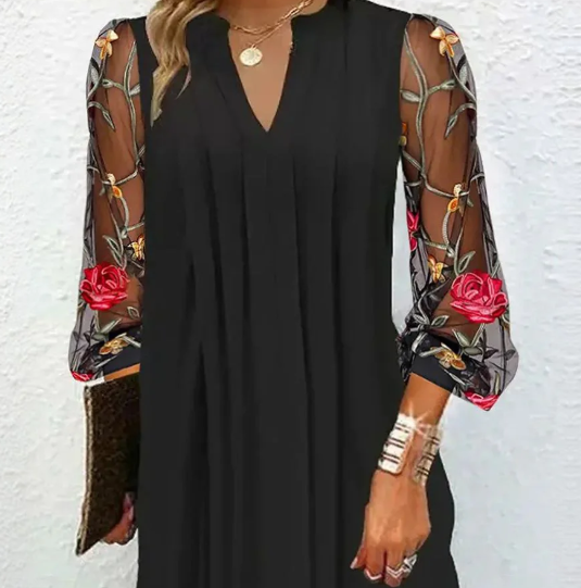 REAL | Vestido exclusivo con mangas florales